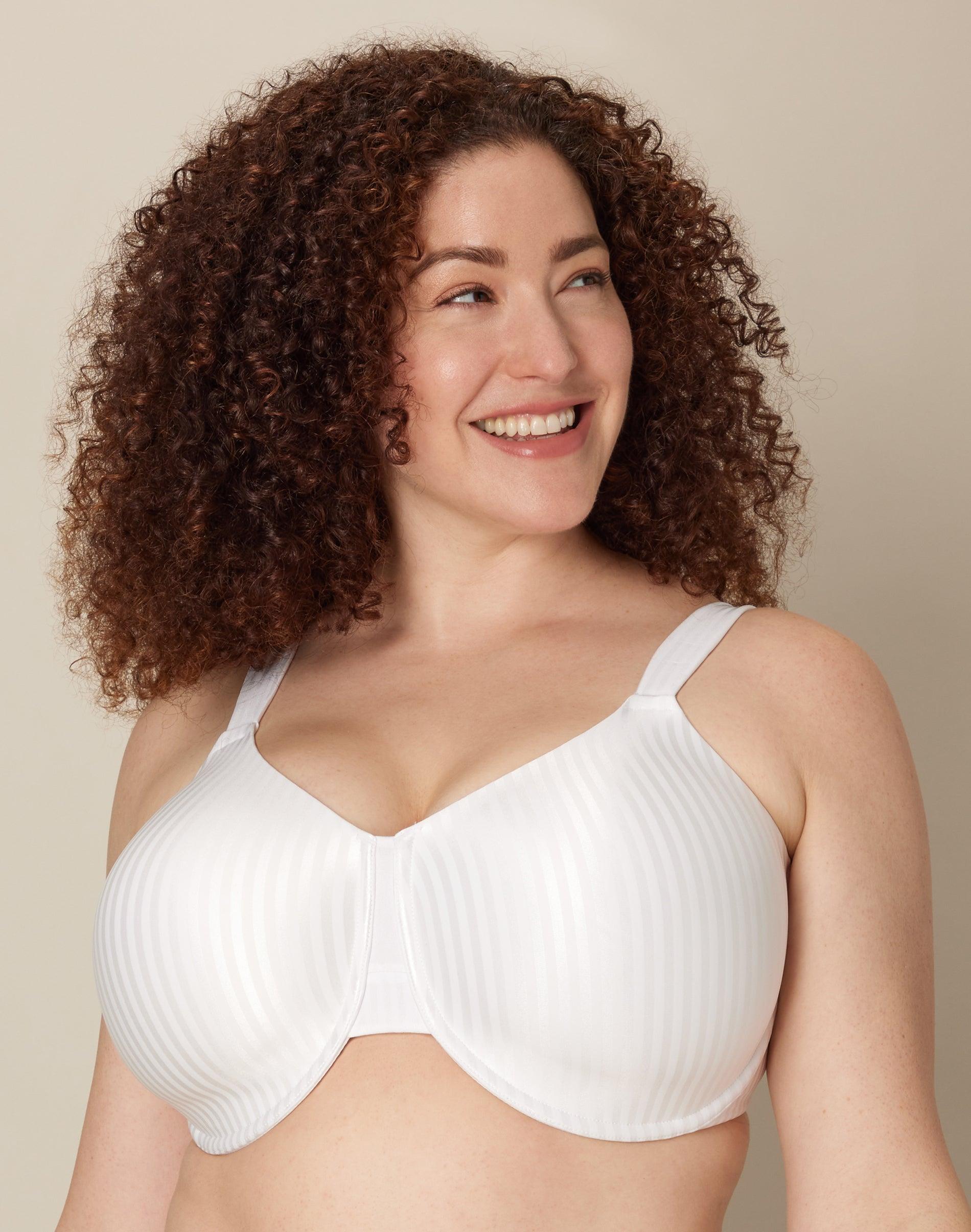 playtex secrets perfectly smooth t-shirt underwire bra for full-figures white stripe 36ddd women's