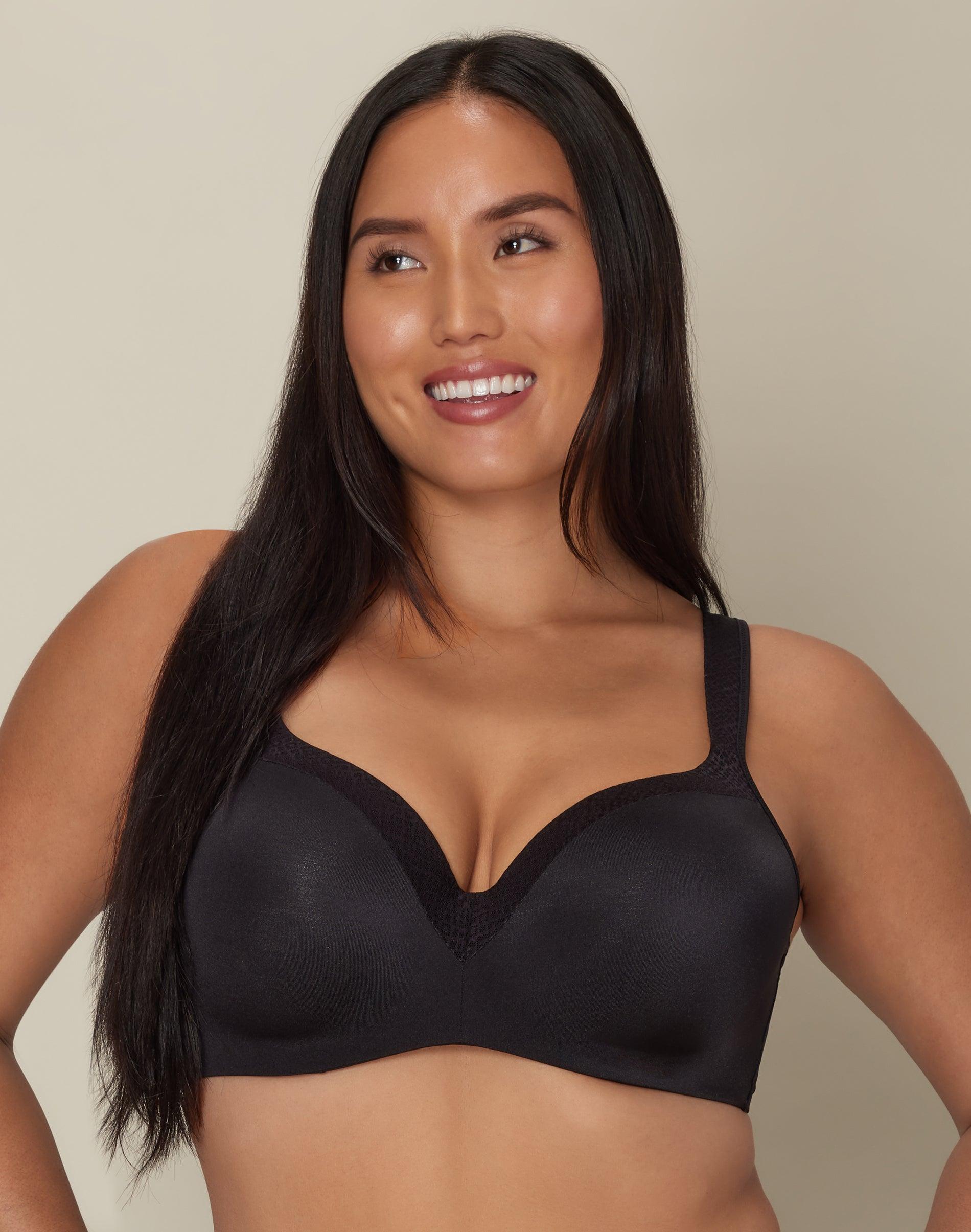 playtex secrets underwire smoothing balconette t-shirt bra black 36ddd women's
