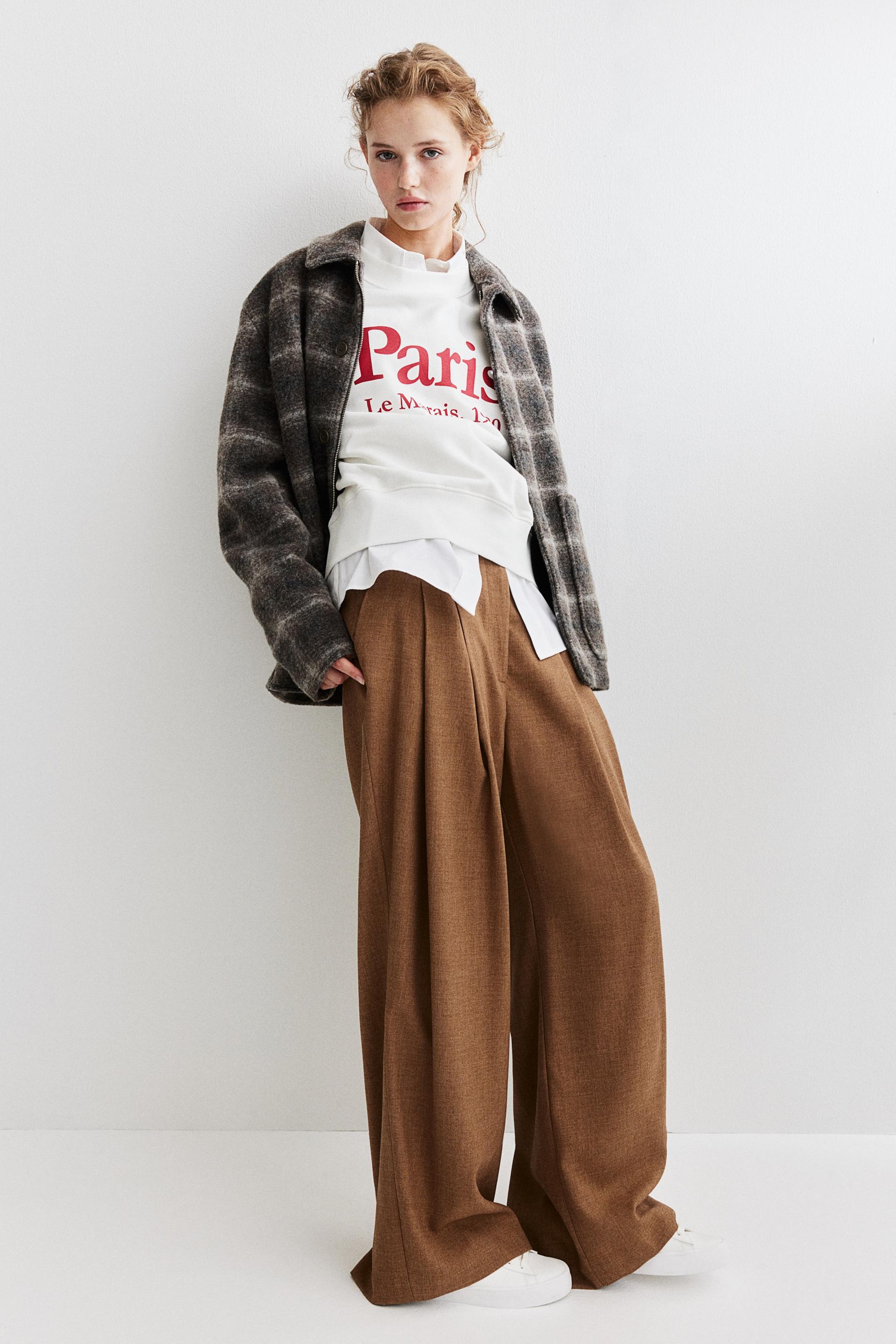 pleat-front twill pants