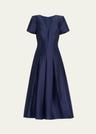 pleated a-line midi dress