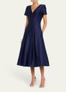 pleated a-line midi dress