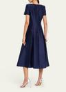 pleated a-line midi dress