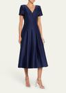 pleated a-line midi dress