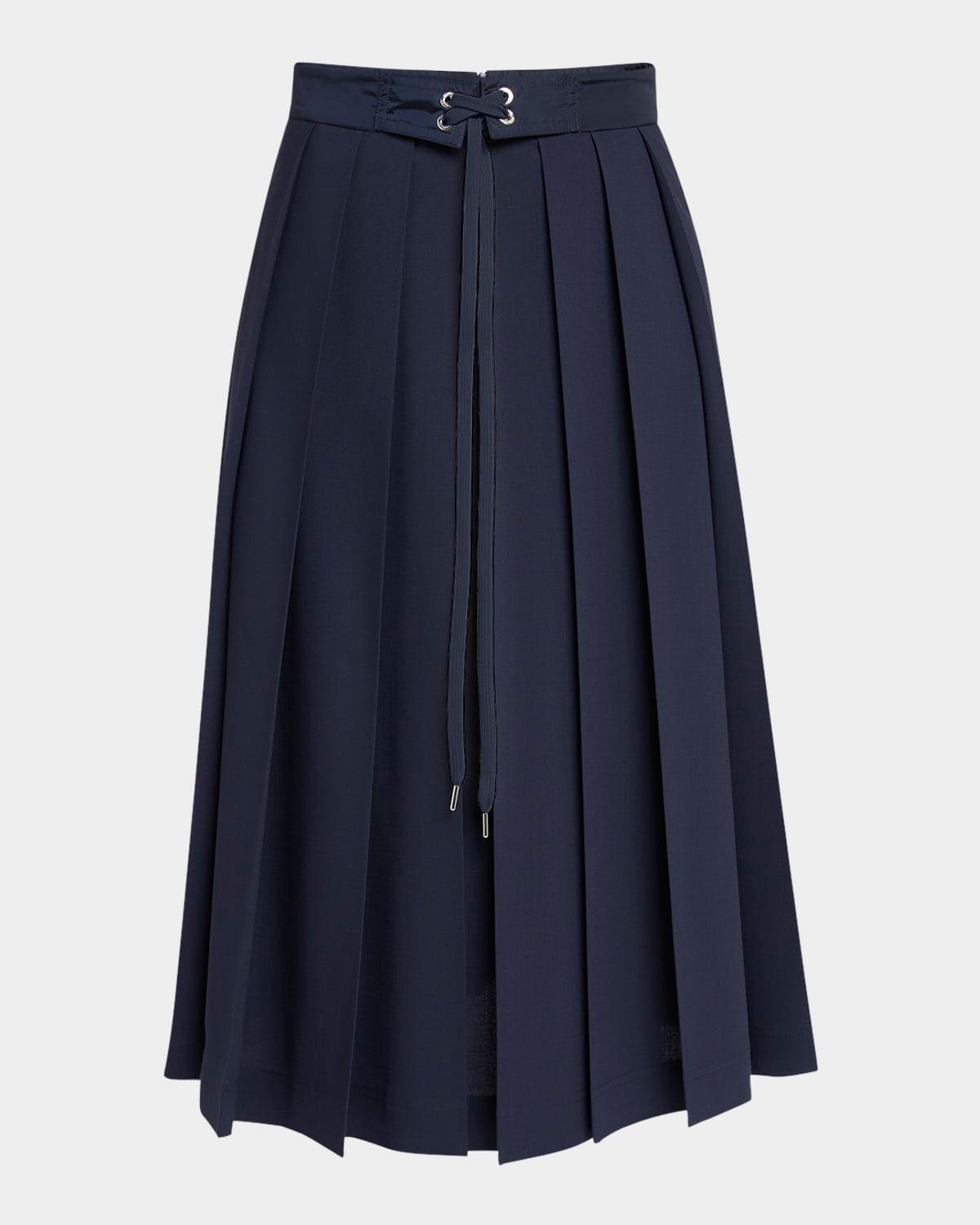 pleated a-line midi skirt