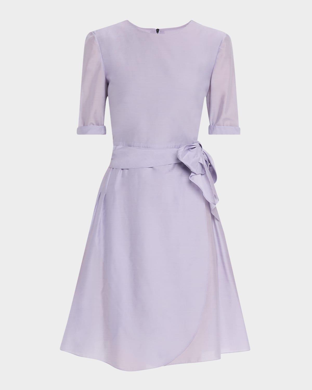 pleated a-line muslin mini dress