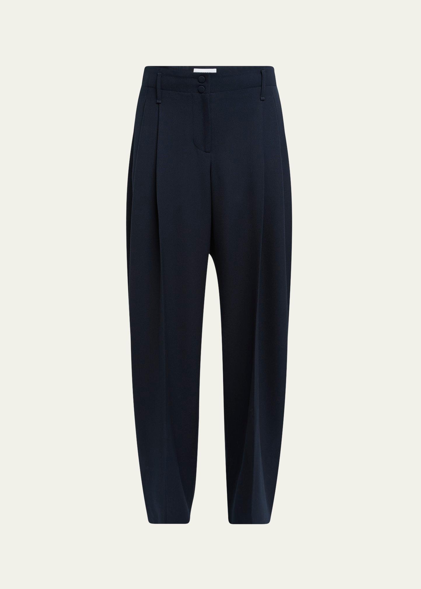pleated barrel-leg trousers