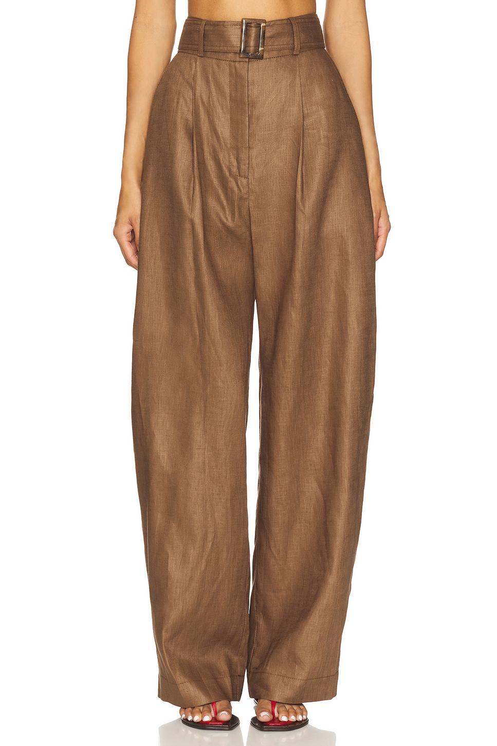 pleated barrel trouser