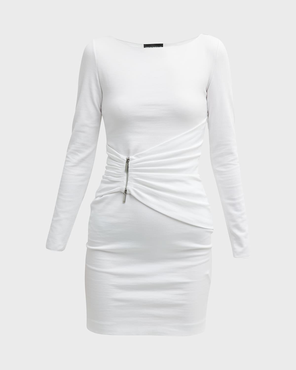 pleated bateau-neck mini dress