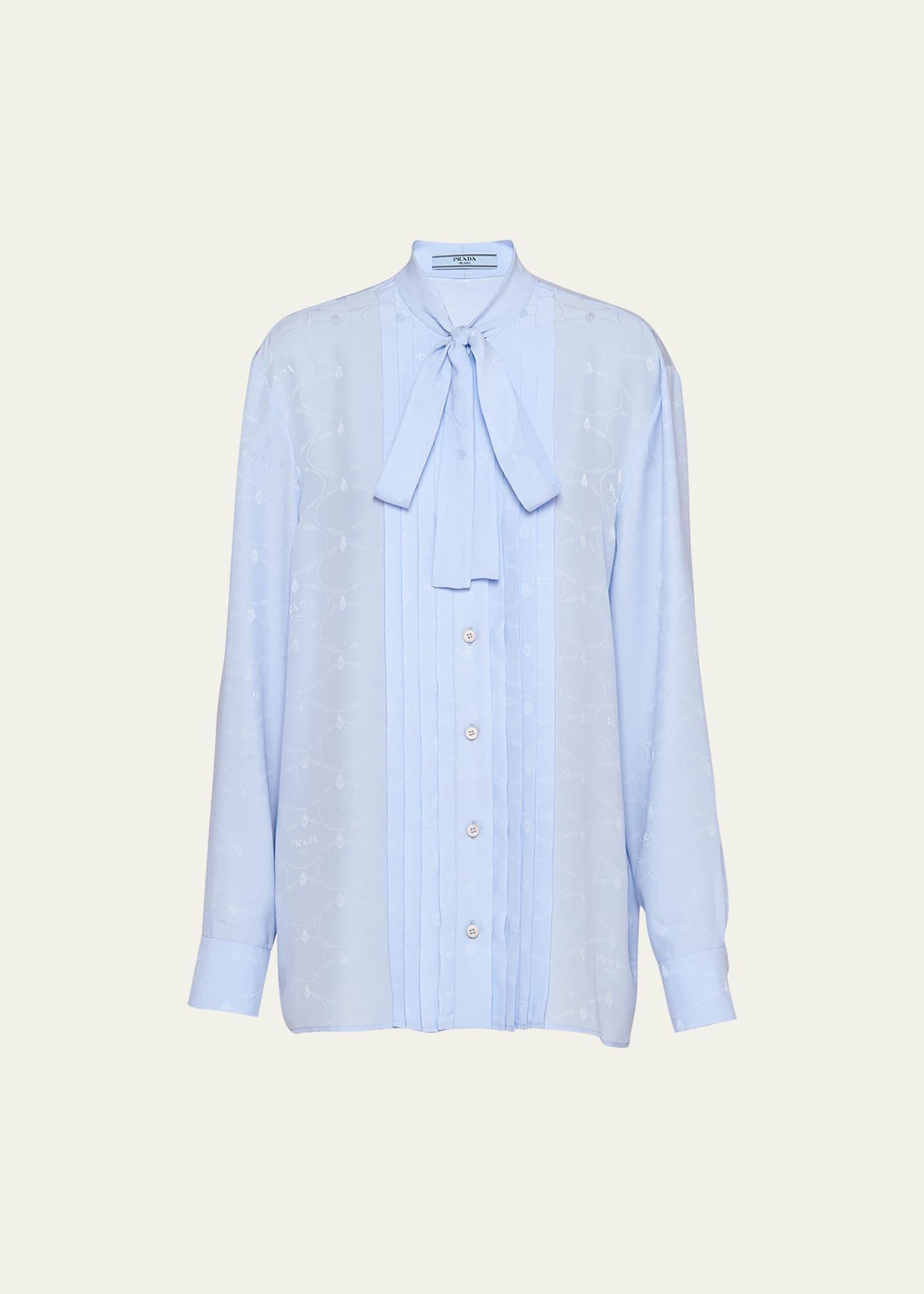 pleated bib logo savoia scarf-neck blouse