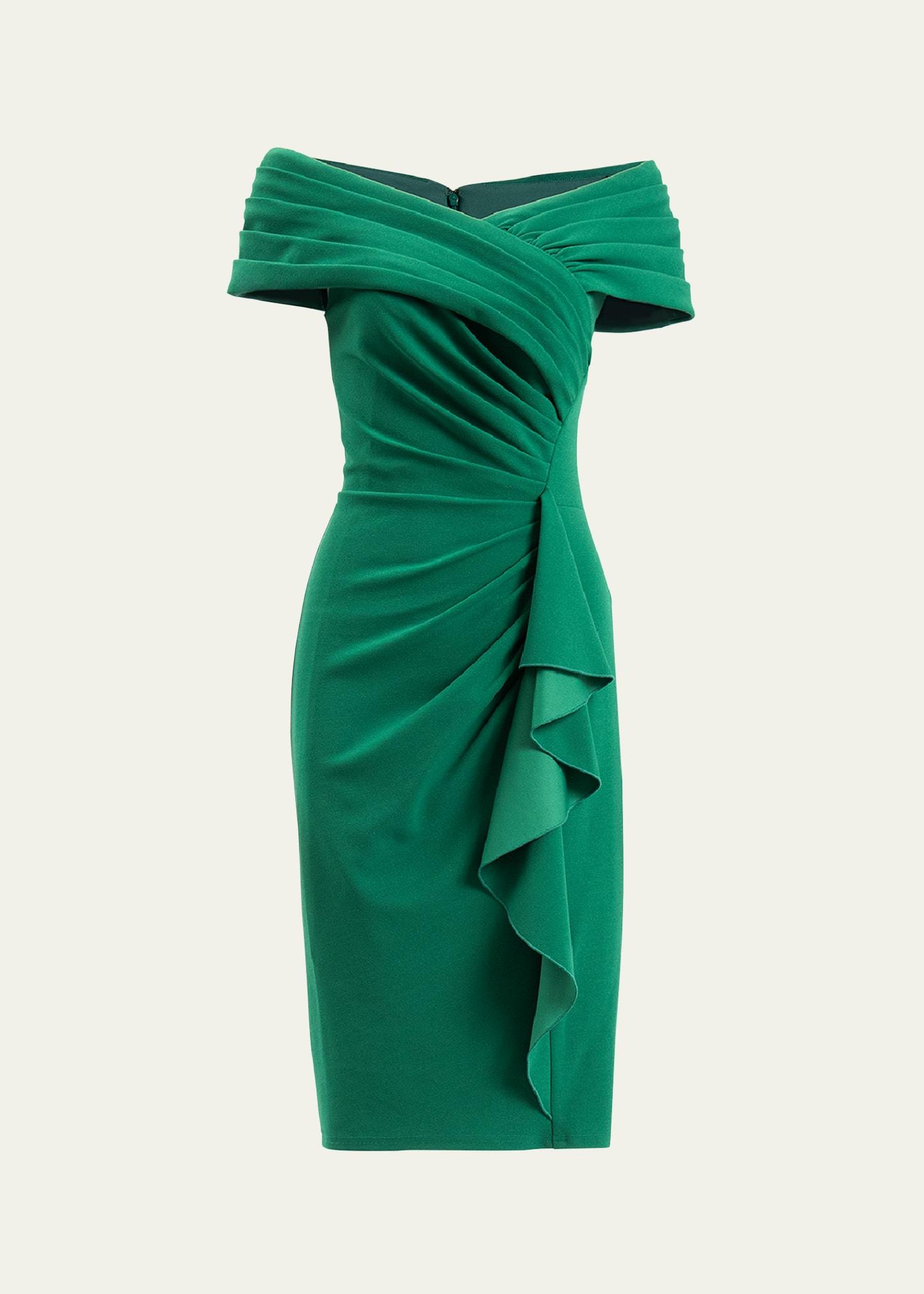 pleated bodycon ruffle dress