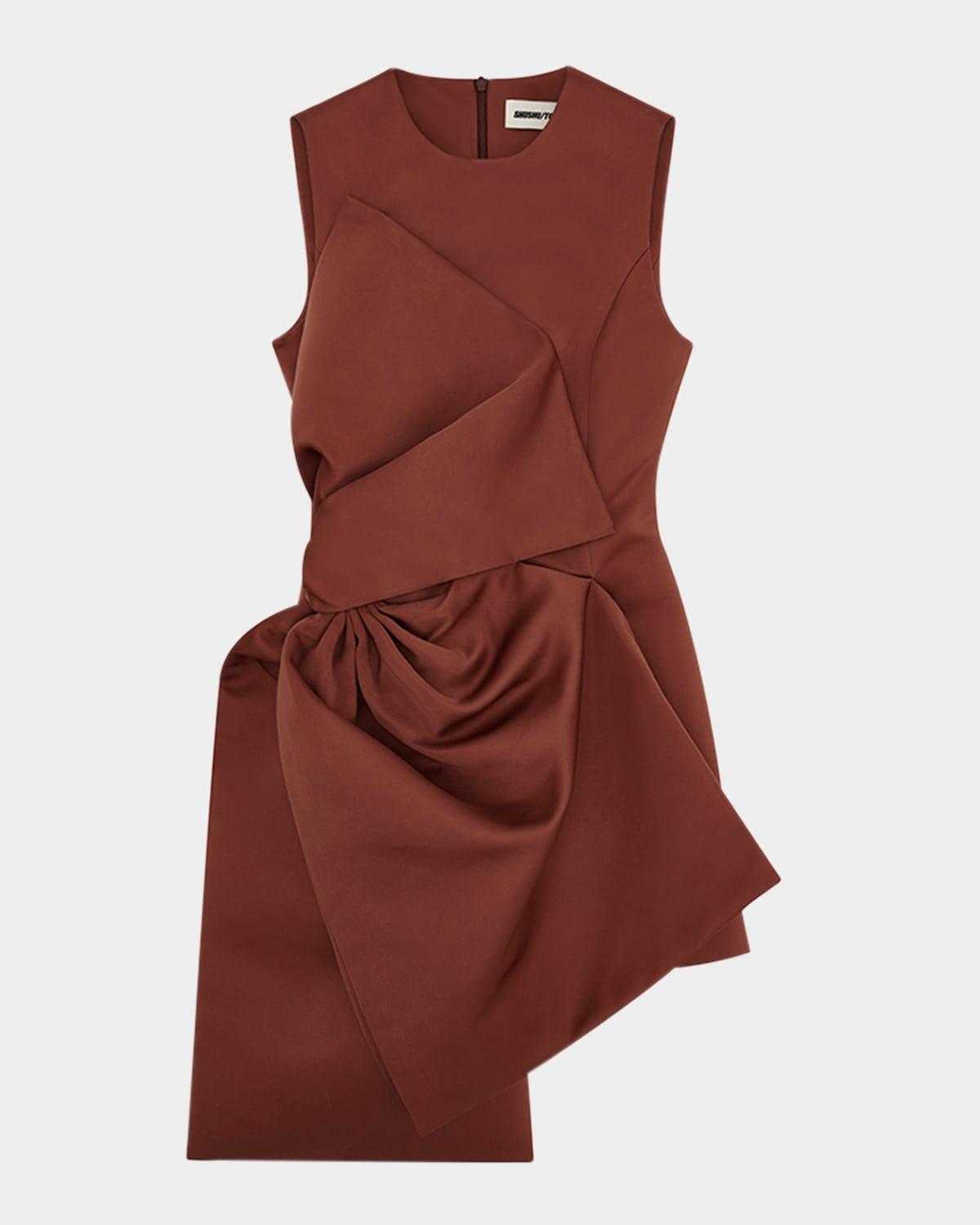 pleated bow mini dress