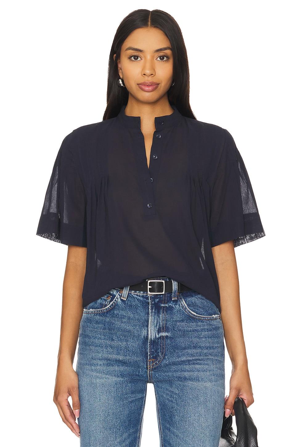 pleated button up blouse
