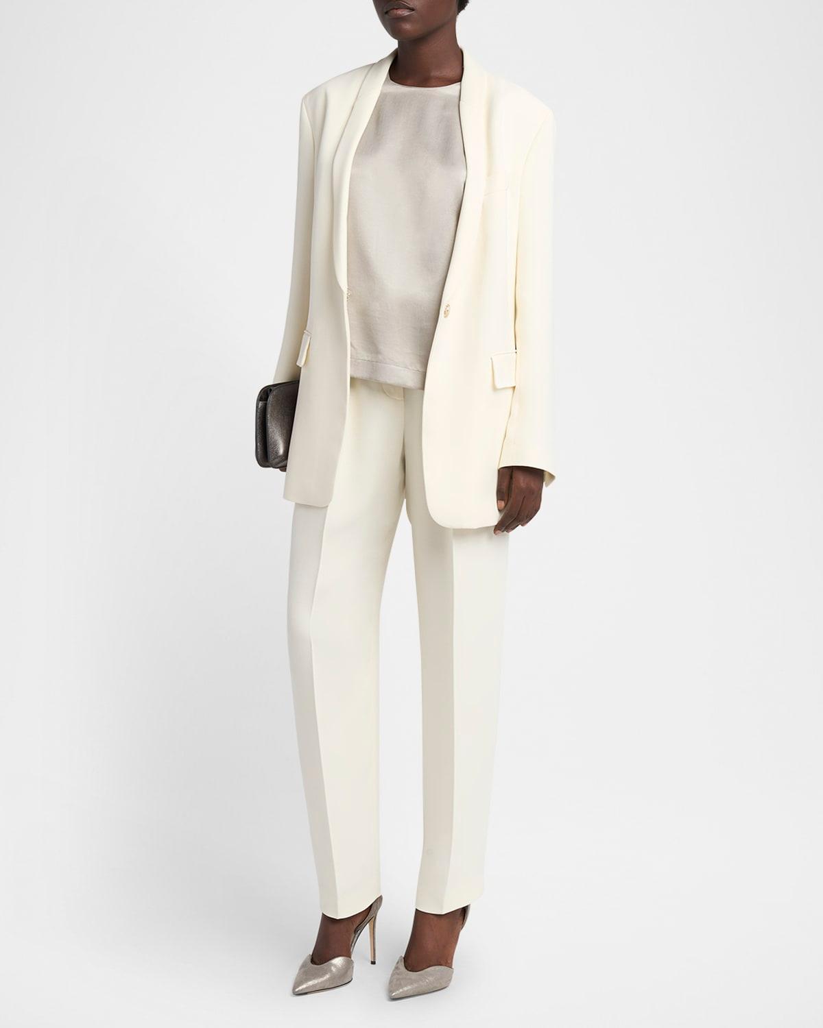 pleated cady straight-leg tuxedo trousers