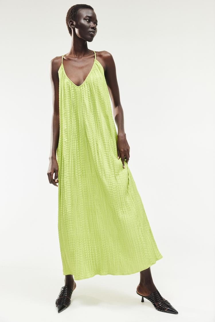 pleated camisole dress