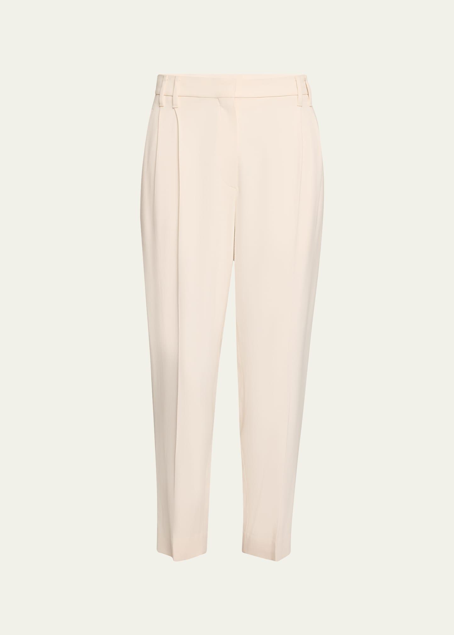 pleated canvas twill tailored pants