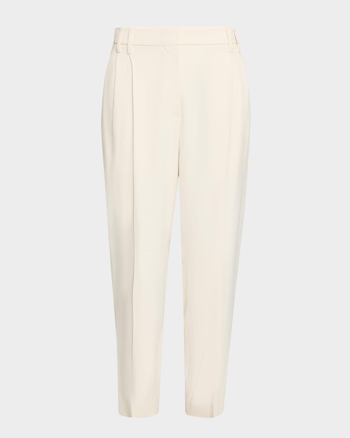 pleated canvas twill tailored pants