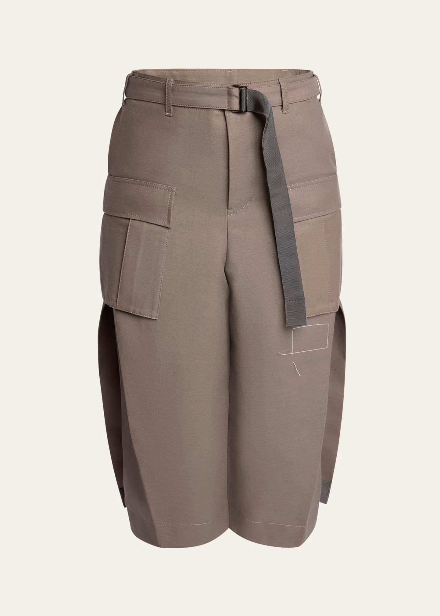 pleated cargo belted midi skirt