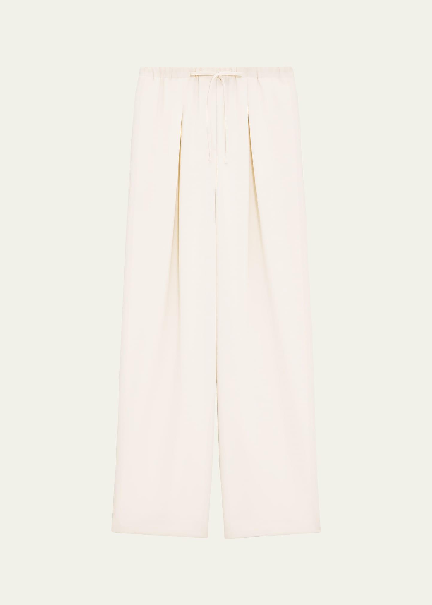 pleated casual drawstring pants
