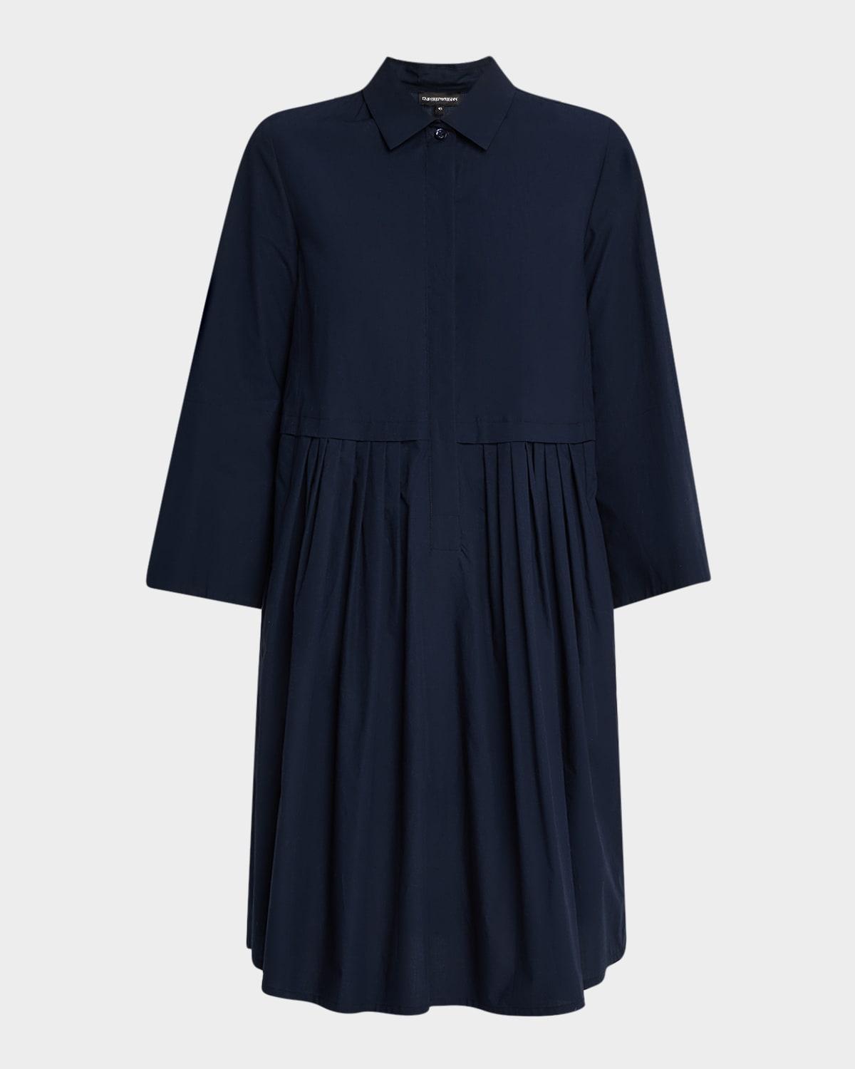 pleated cotton poplin shirtdress