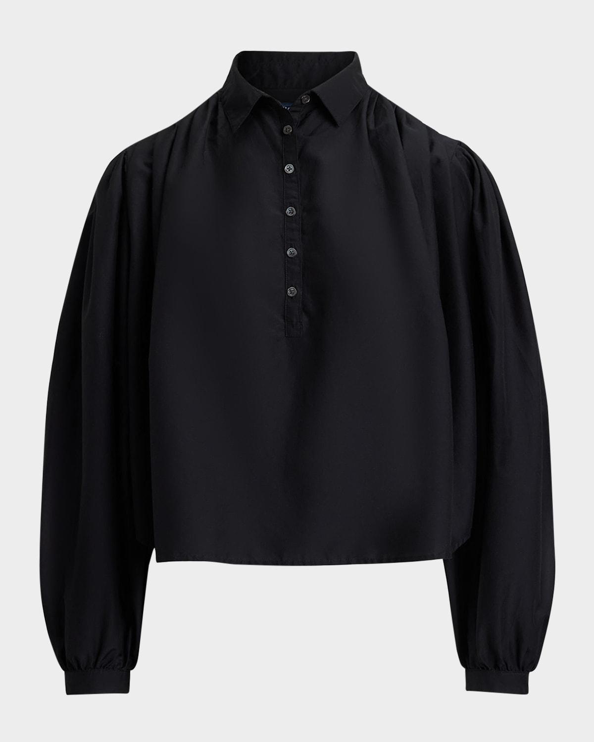 pleated cotton-silk shirt