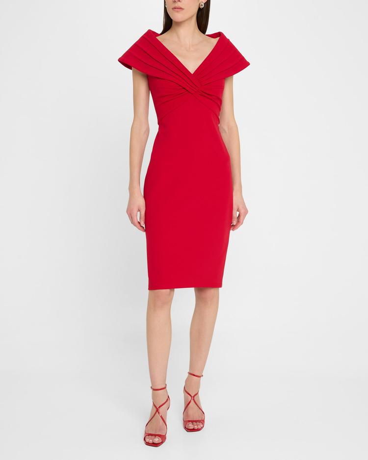 pleated crepe dress