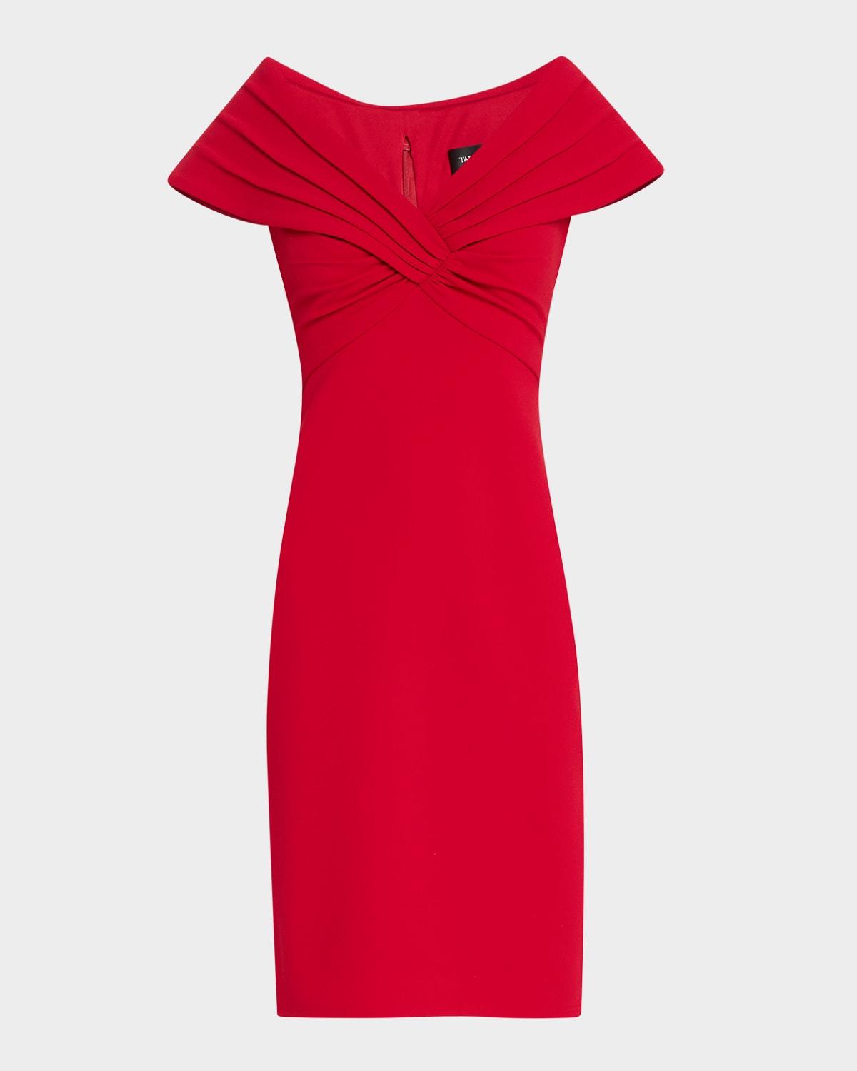 pleated crepe dress