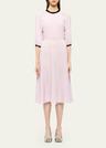 pleated crepe midi dress w/ contrast sequined trim