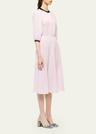 pleated crepe midi dress w/ contrast sequined trim