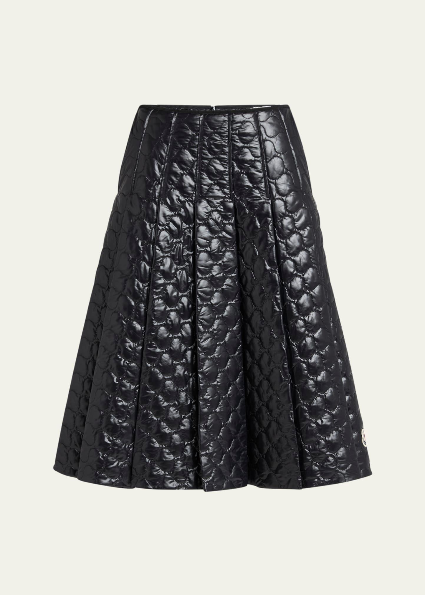 pleated down midi skirt
