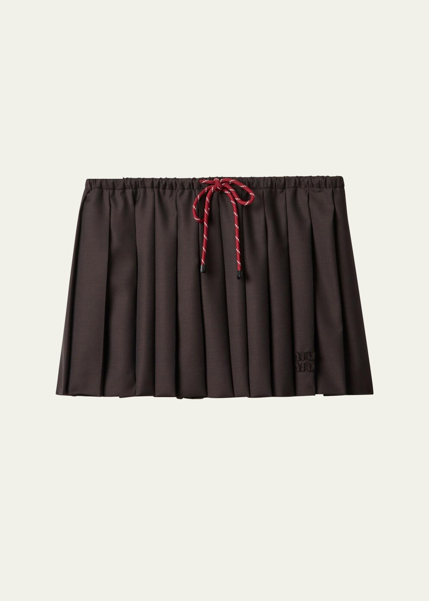 pleated drawstring mini skirt
