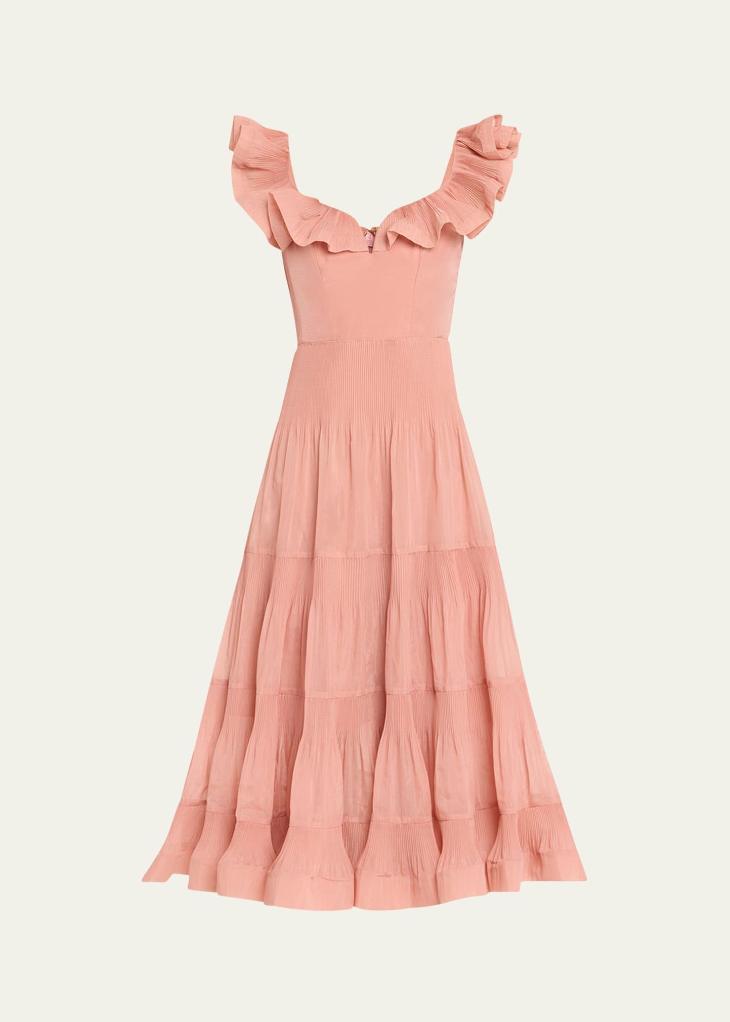 pleated fill midi dress