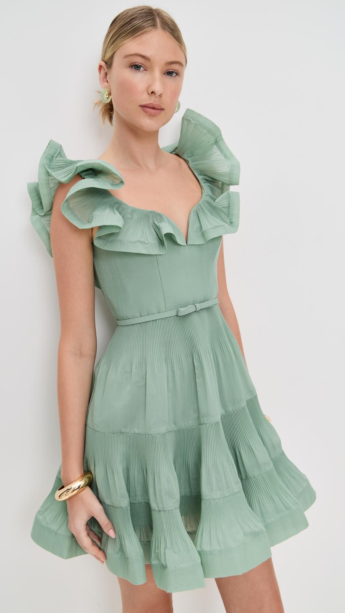 pleated frill mini dress