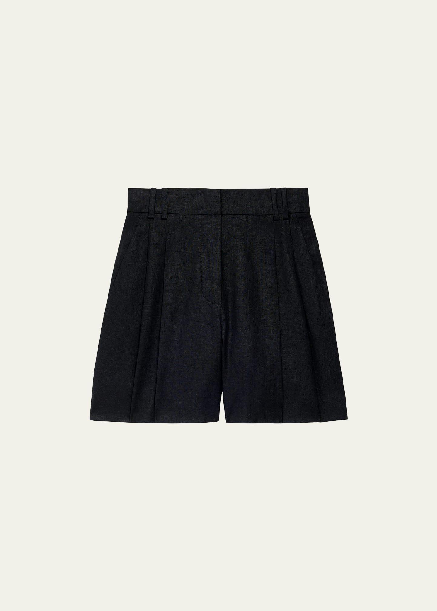 pleated front linen short