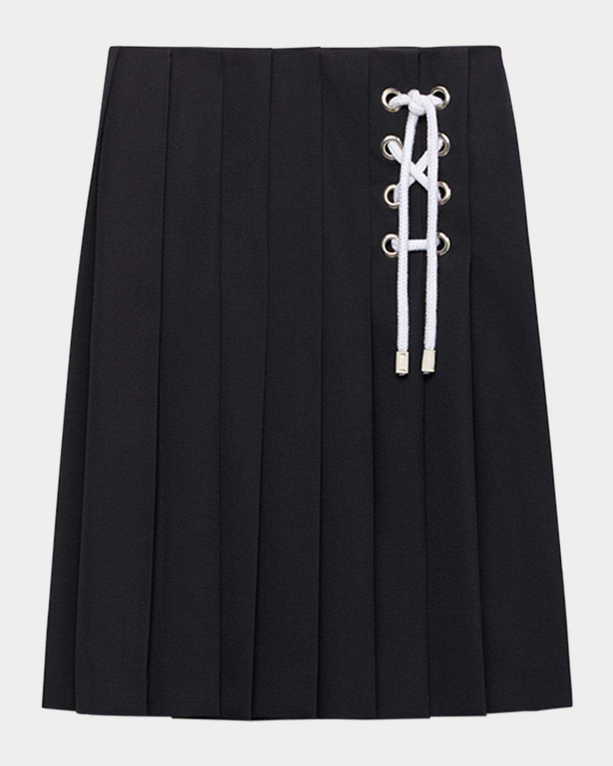 pleated gabardine midi skirt