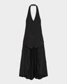 pleated halter vest dress