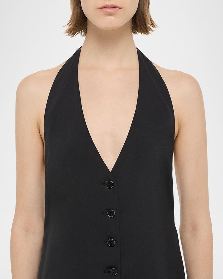 pleated halter vest dress
