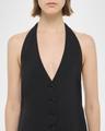 pleated halter vest dress