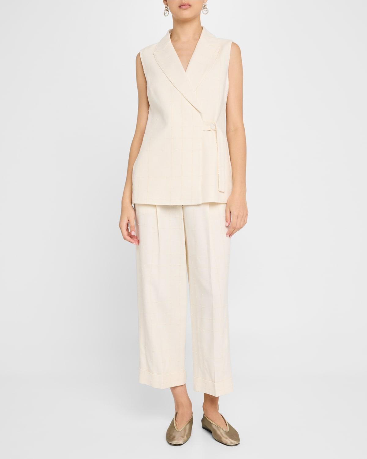 pleated high-rise cropped pants