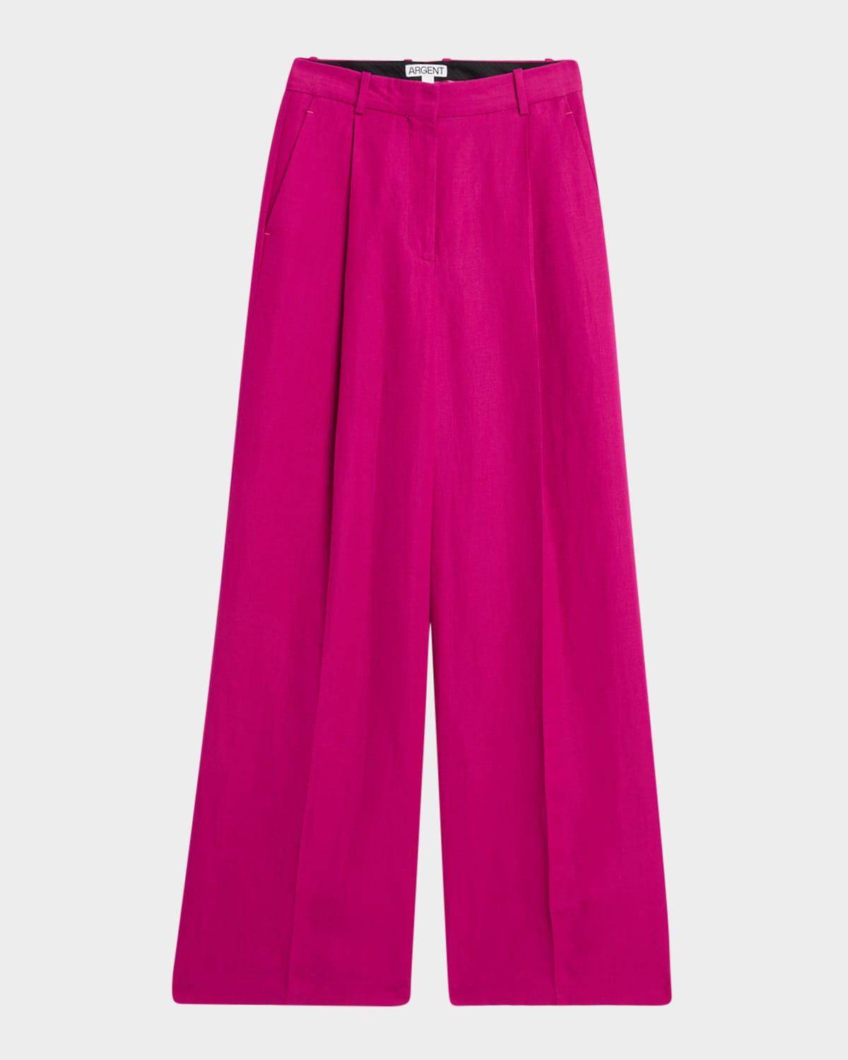 pleated high-rise twill trousers