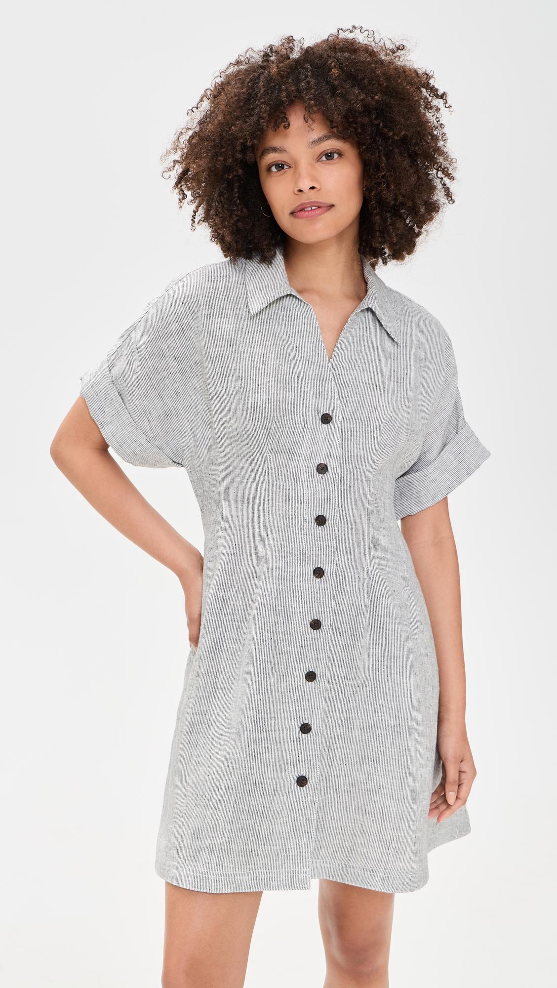 pleated linen shirt dress