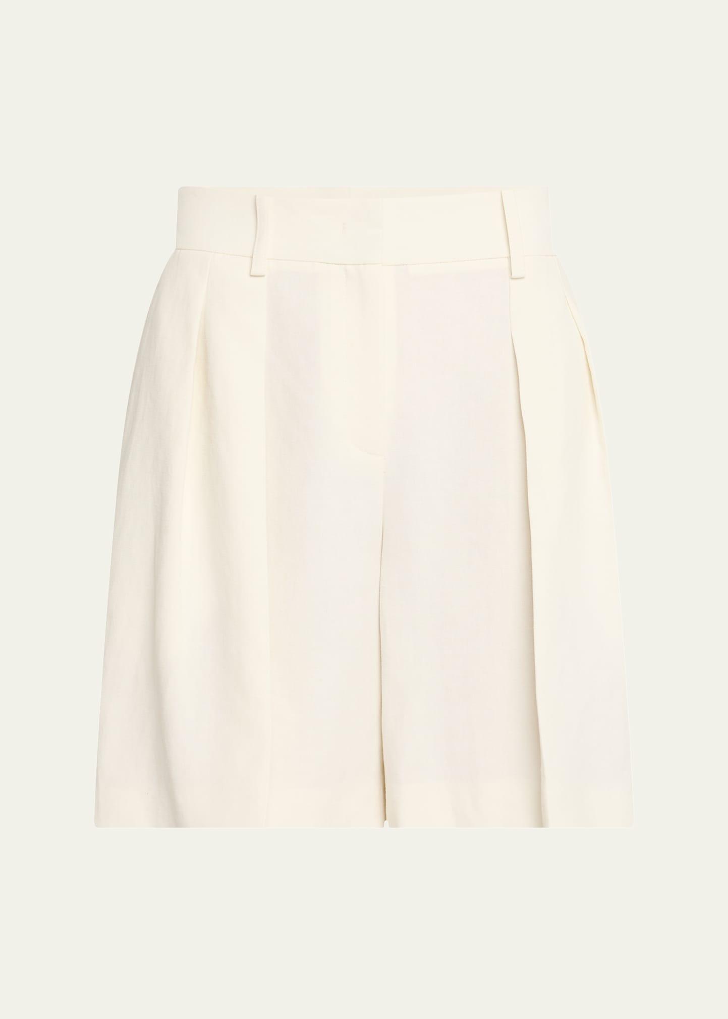 pleated linen trouser shorts