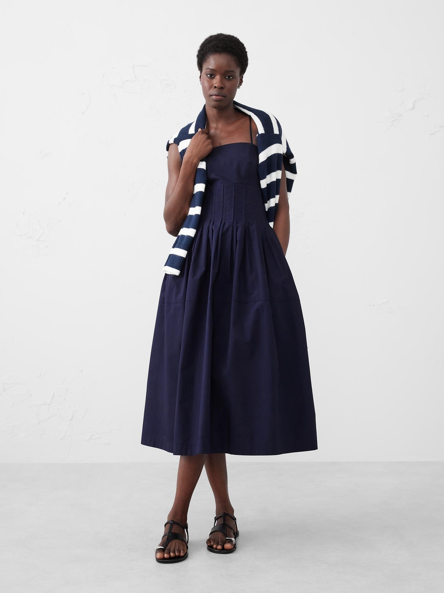 pleated midi dress