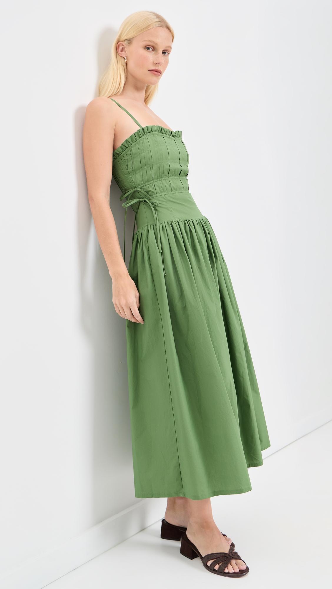 pleated midi dress