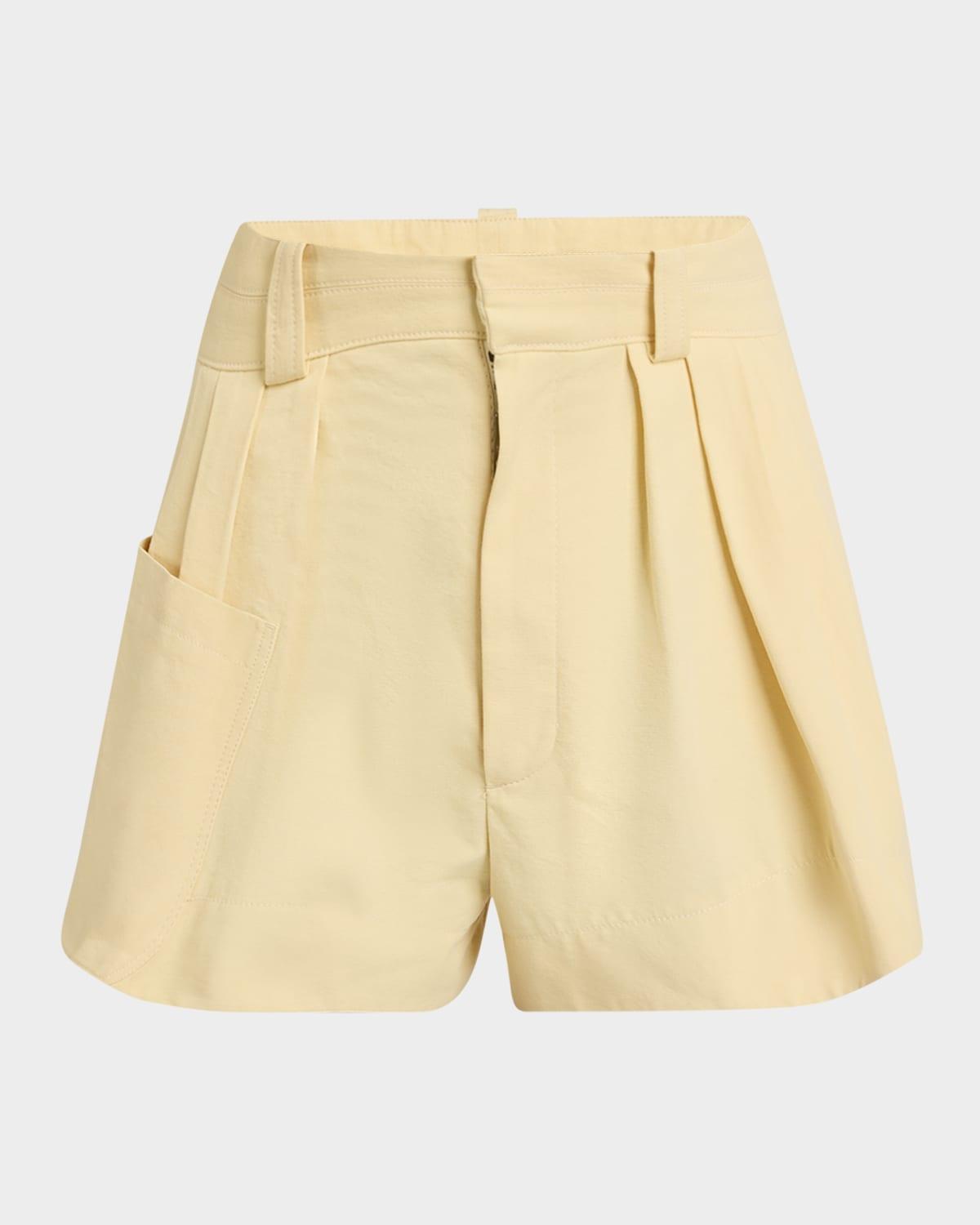 pleated mini canvas shorts