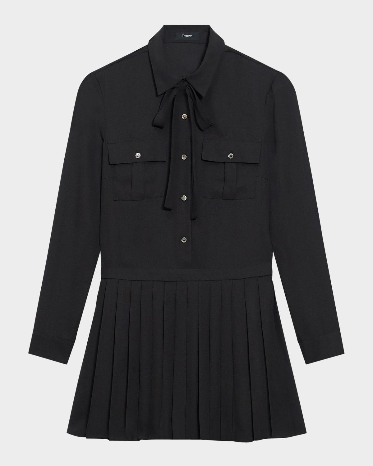 pleated mini shirtdress