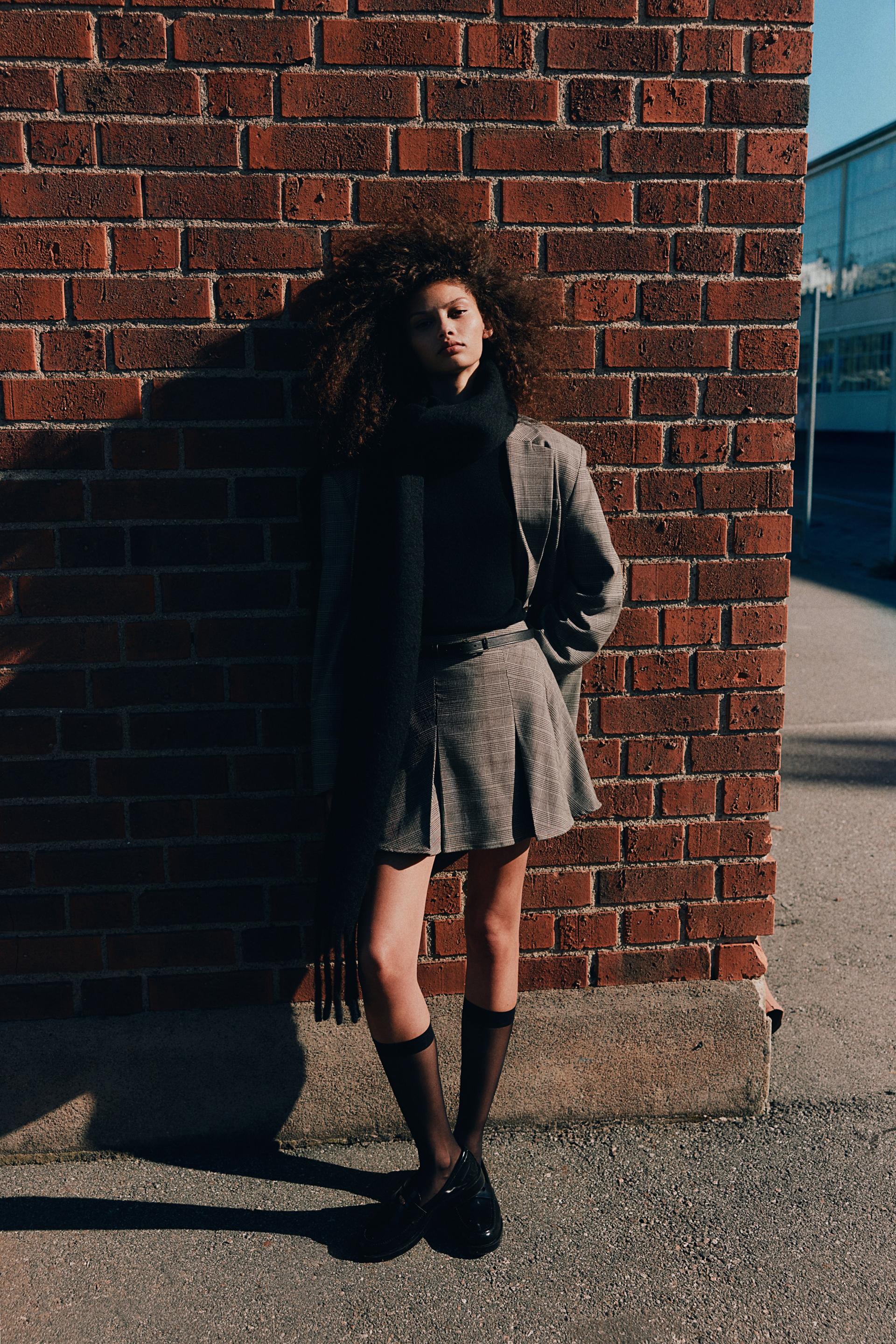pleated mini skirt