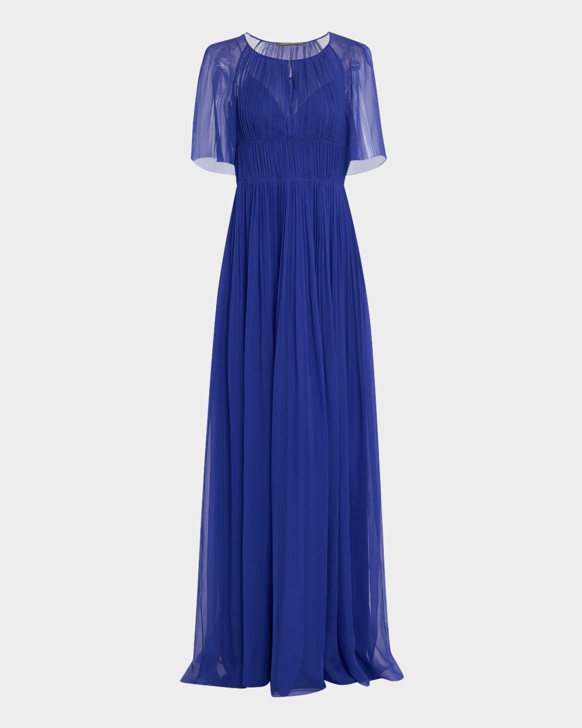 pleated organic chiffon gown