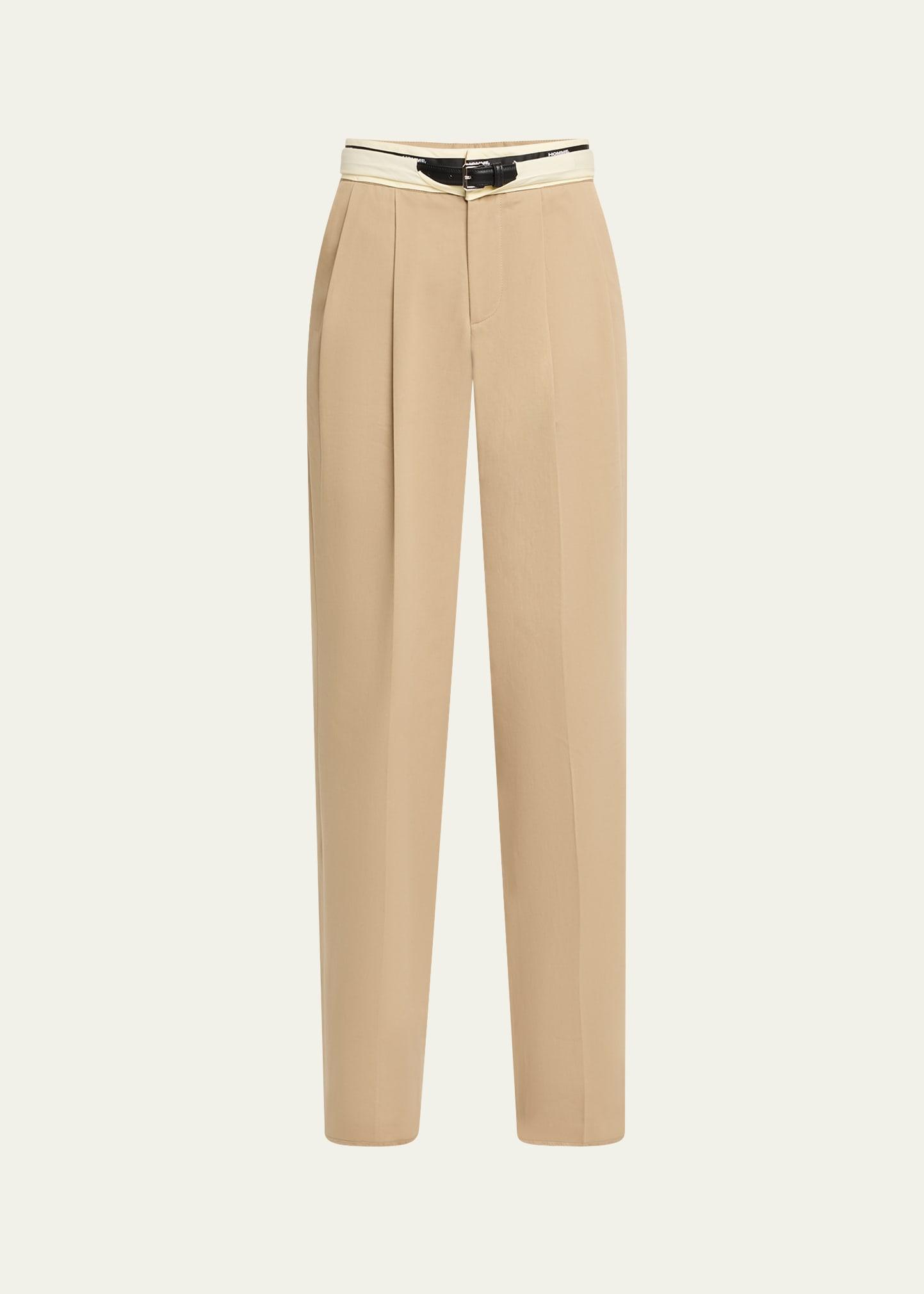 pleated pants with belt