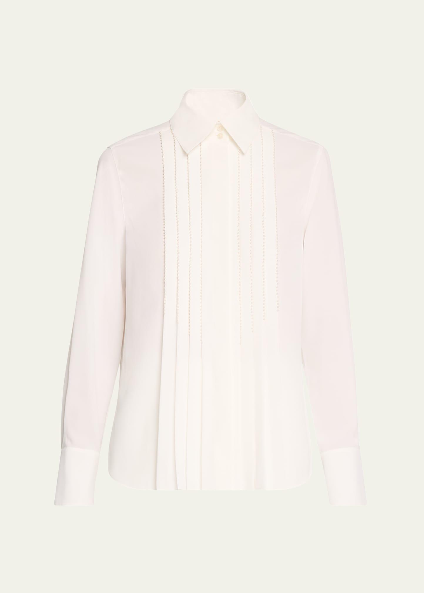 pleated pearly beaded blouse