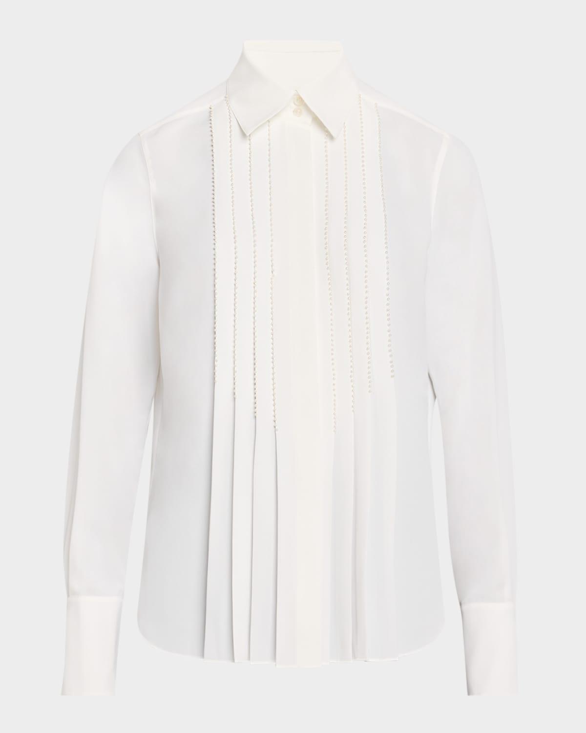 pleated pearly beaded blouse